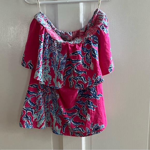 Lilly Pulitzer Pink Samba Ruffle tube top size small - Picture 7 of 8